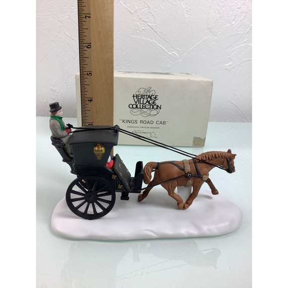 VTG Dept 56 Heritage Collection Kings Road Cab Horse & Carriage Figurine EUC - Picture 9 of 12